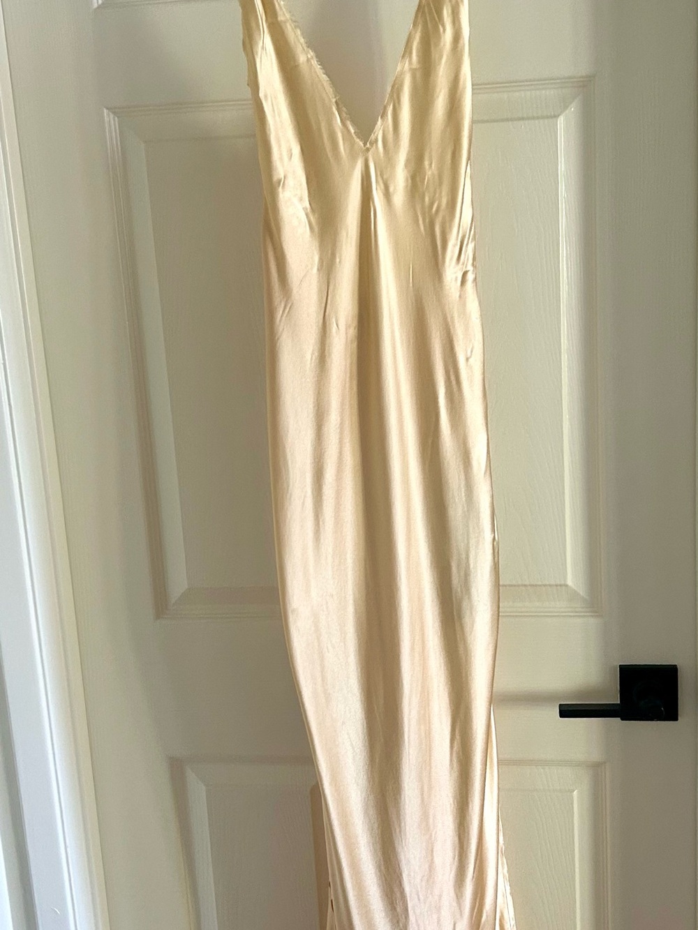 ARE YOU AM I NWT Gold Silk Slip Dress, High Slit, Small